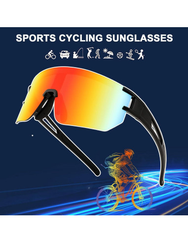 Gafas de Ciclismo WANWAN UV400 Lentes Espejados Rojos