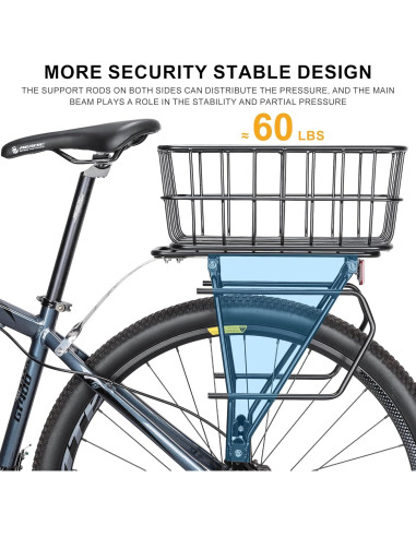 Soporte Trasero para Bicicleta CXWXC con Canasta 27.2 kg