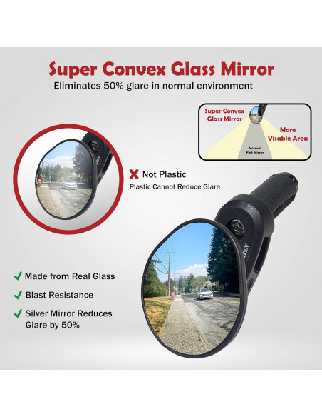 Espejo de Bicicleta Hafny HD Convexo para Manillar Drop