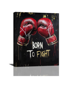 Arte de Pared Boxeo Guantes Rojos Motivacional 50.8x40.6cm
