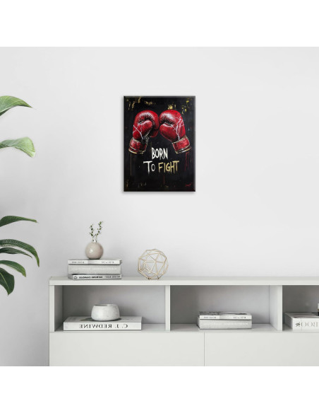 Arte de Pared Boxeo Guantes Rojos Motivacional 50.8x40.6cm