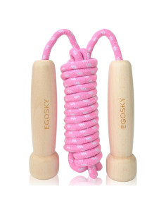 Cuerda de saltar ajustable EGOSKY con mango de madera 3m