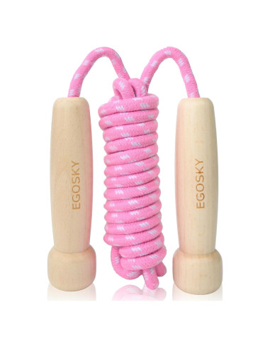 Cuerda de saltar ajustable EGOSKY con mango de madera 3m