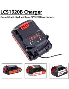 Cargador de Batería 20V MAX Black+Decker LCS1620B Litio 2