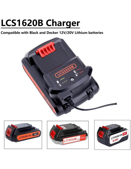 Cargador de Batería 20V MAX Black+Decker LCS1620B Litio