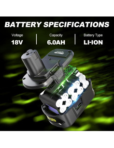 Batería de Reemplazo 18V 6.0Ah Ryobi ONE+ 2 Paquetes 2