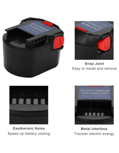Batería de Reemplazo Exmate 12V 3500mAh Ni-MH para Ridgid