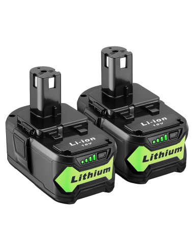 2 Baterías de Litio 18V 6000mAh Ryobi P108 Reemplazo