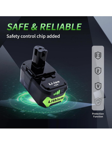 2 Baterías de Litio 18V 6000mAh Ryobi P108 Reemplazo