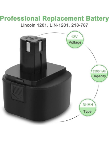 Batería de Reemplazo 3500mAh 12V Ni-MH para Lincoln 1200 1240