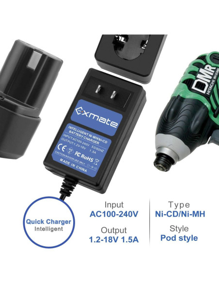 Cargador de Batería Exmate 1.2-18V Ni-MH/Ni-Cd Estilo Pod