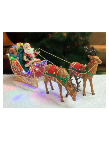 Decoración Navideña Santa en Trineo con Renos LED MOMENTOS EN EL TIEMPO