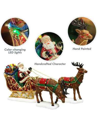Decoración Navideña Santa en Trineo con Renos LED MOMENTOS EN EL TIEMPO