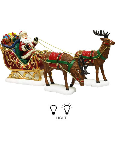 Decoración Navideña Santa en Trineo con Renos LED MOMENTOS EN EL TIEMPO