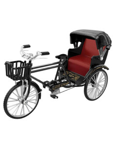 Modelo de Triciclo Rickshaw Menolana 14cm Decorativo Negro