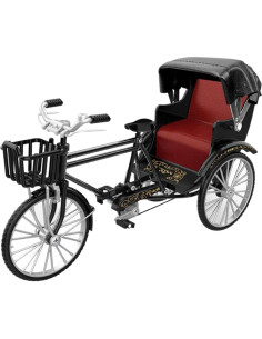 Modelo de Triciclo Rickshaw Menolana 14cm Decorativo Negro 2