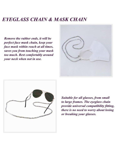 Cadena de Gafas KAI Top 70cm Perlas Coloridas Ajustable