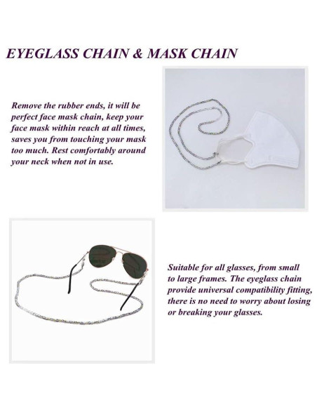 Cadena de Gafas KAI Top 70cm Perlas Coloridas Ajustable