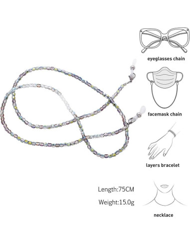 Cadena de Gafas KAI Top 70cm Perlas Coloridas Ajustable