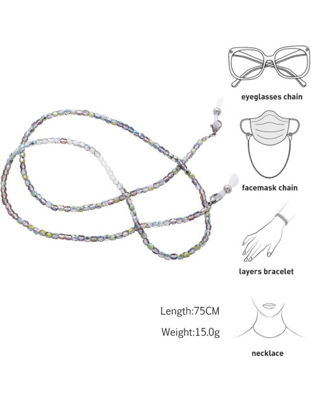 Cadena de Gafas KAI Top 70cm Perlas Coloridas Ajustable