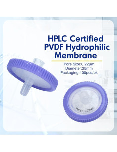 Filtros de Jeringa PVDF 25mm 0.22um Hidrofílica Labfil - 100 Unidades 2
