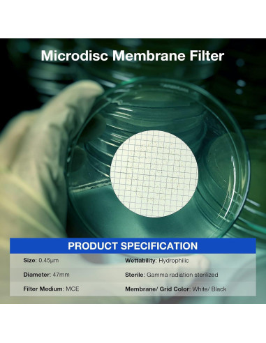 Filtro de Membrana Estéril SimPure MCE 47mm 0.45um Paquete 100