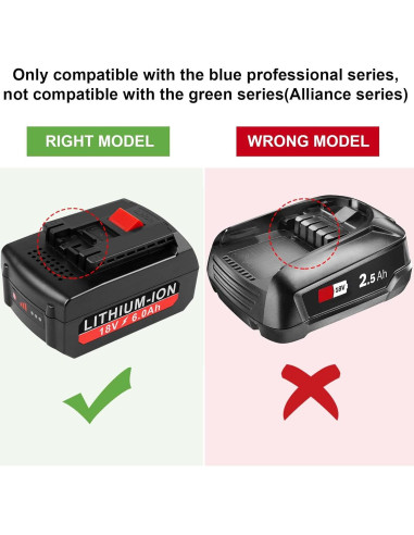2 Baterías de Litio 18V 6000mAh Reemplazo Bosch BAT609