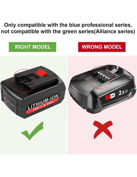2 Baterías de Litio 18V 6000mAh Reemplazo Bosch BAT609