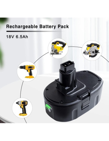 Batería de Litio-Ion DTK 18V 6.5Ah Reemplazo Dewalt 2 Pack