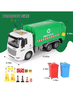 Camión de Basura Juguete Shantoushi 25.4x12.7x15.2cm Sonido Luz 2