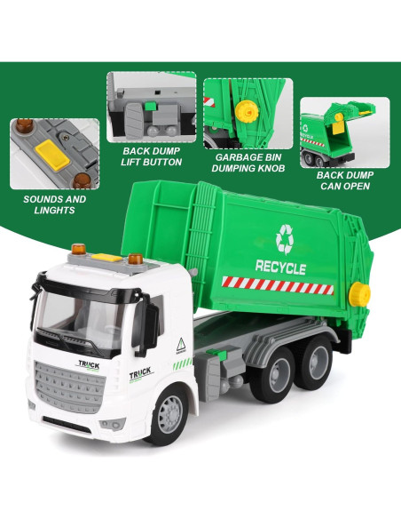 Camión de Basura Juguete Shantoushi 25.4x12.7x15.2cm Sonido Luz