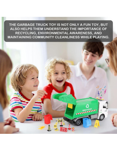 Camión de Basura Juguete Shantoushi 25.4x12.7x15.2cm Sonido Luz