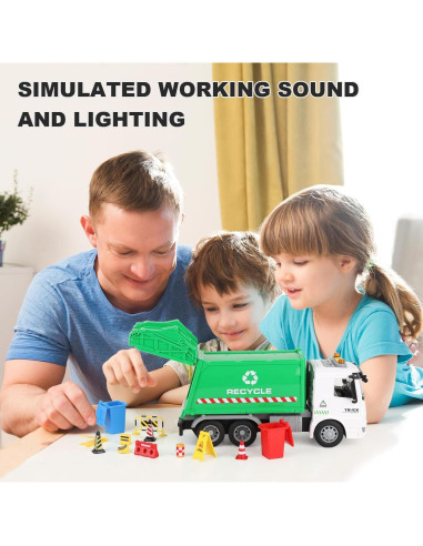 Camión de Basura Juguete Shantoushi 25.4x12.7x15.2cm Sonido Luz