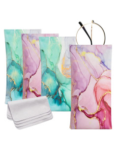 Estuche para Gafas 4 Pcs Cuero Suave con Paño de Limpieza