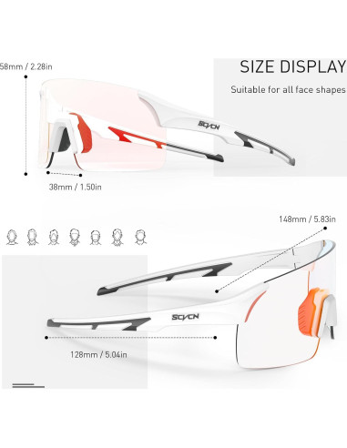 Gafas de Ciclismo Fotocromáticas SCVCN UV400 Ajustables