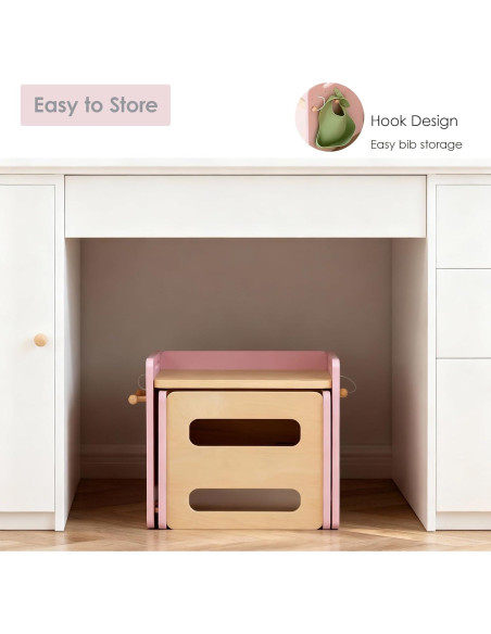 Mesa y Silla Montessori Rosa Ajustable para Niños Pequeños