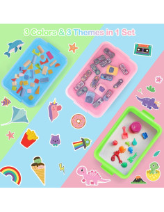 3 Bandejas Sensoriales FIIOEOY con Tapa y Pegatinas Temáticas 2