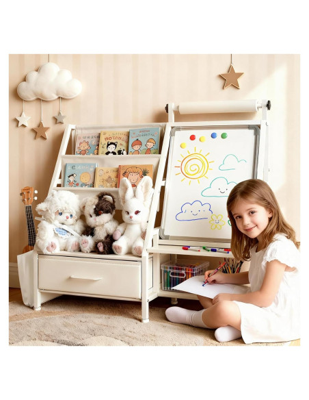 Caballete de Arte 4-en-1 Faesun para Niños con Estantería