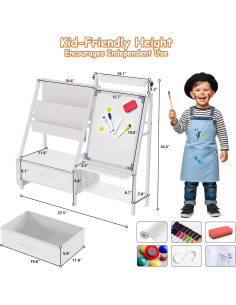 Caballete de Arte 4-en-1 Faesun para Niños con Estantería 2