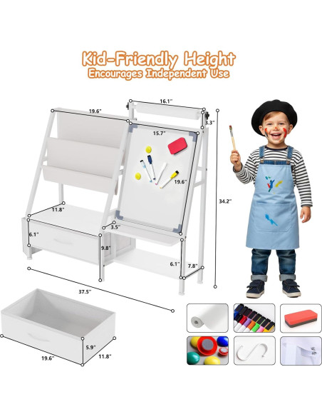 Caballete de Arte 4-en-1 Faesun para Niños con Estantería