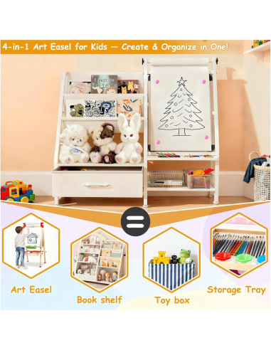 Caballete de Arte 4-en-1 Faesun para Niños con Estantería