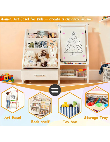 Caballete de Arte 4-en-1 Faesun para Niños con Estantería