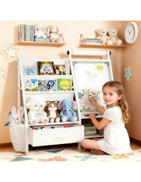 Caballete de Arte 4-en-1 Faesun para Niños con Estantería