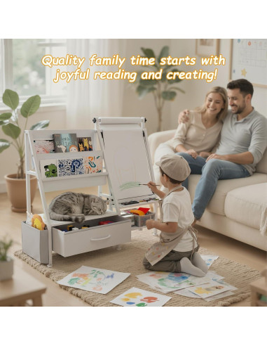 Caballete de Arte 4-en-1 Faesun para Niños con Estantería