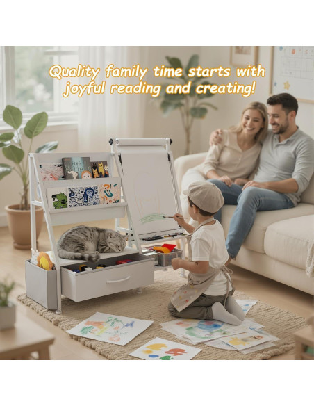Caballete de Arte 4-en-1 Faesun para Niños con Estantería