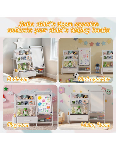 Caballete de Arte 4-en-1 Faesun para Niños con Estantería