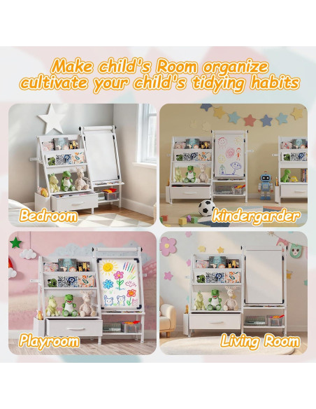 Caballete de Arte 4-en-1 Faesun para Niños con Estantería