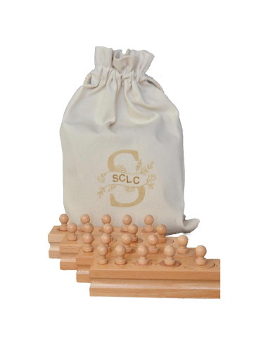 Bloques de cilindros Montessori con perillas - 4 bloques