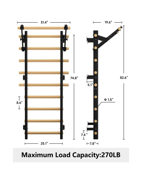 Escalera Sueca Cofiyard para Gimnasio en Casa - Montaje Pared