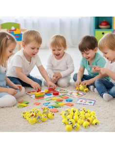 Set Educativo Montessori 209 Piezas Bloques Madera + 24 Pelotas Antiestrés 2